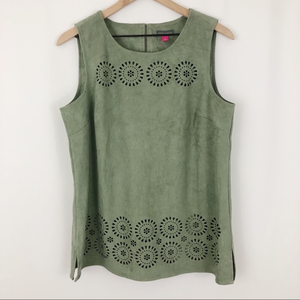 Vince Camuto Faux Suede Eyelet Tank |E18